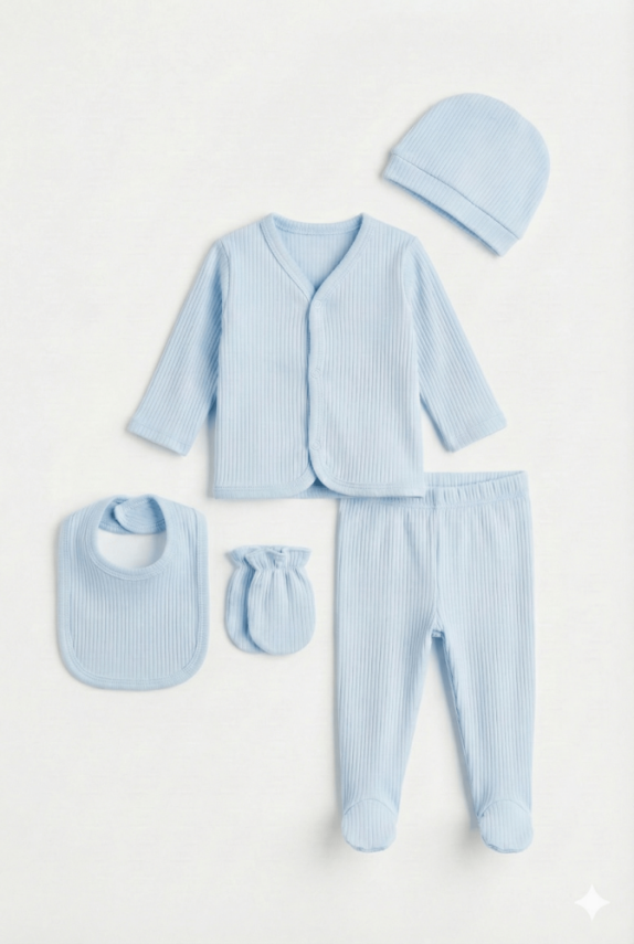 Blueberry 5'li Yenidoğan  Pamuklu Hastane Çıkış Seti  - 1