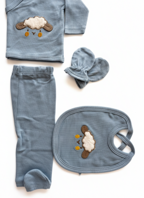 Cloud Mavi  5'li  Yenidoğan Hastane Çıkış Seti Pamuklu