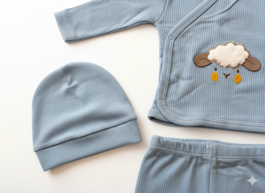 Cloud Mavi  5'li  Yenidoğan Hastane Çıkış Seti Pamuklu - 2