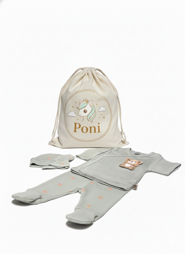 Green Bear Yenidoğan Hastane Çıkış Seti Pamuklu - 2