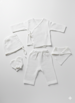 Louis Müslin Premium 5'li Yenidoğan Hastane Çıkış Seti