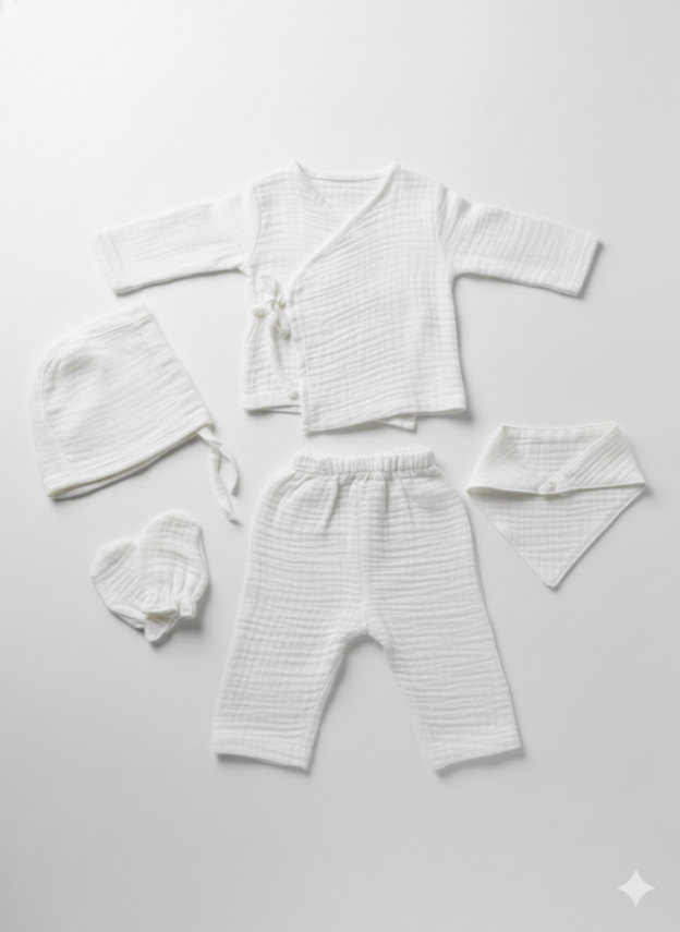 Louis Müslin Premium 5'li Yenidoğan Hastane Çıkış Seti - 1