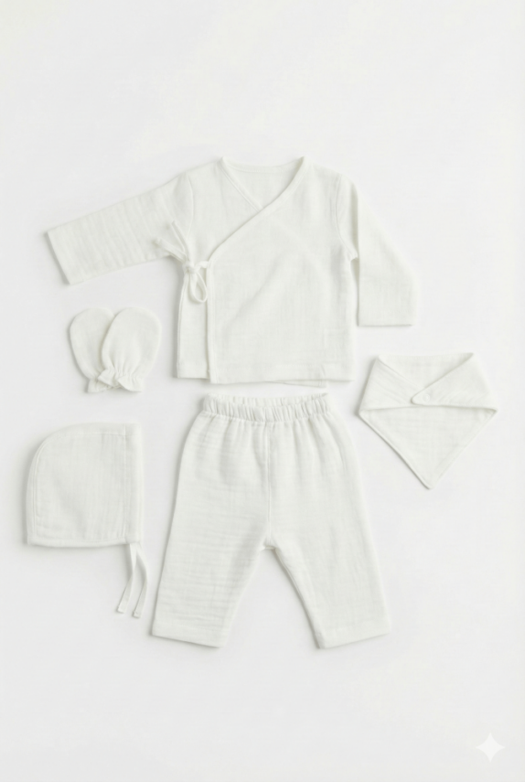 Louis Müslin Premium 5'li Yenidoğan Hastane Çıkış Seti - 1