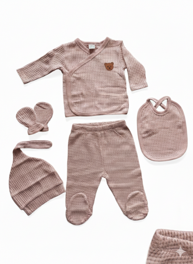 Lunella Pembe 5'li  Yenidoğan Hastane Çıkış Seti Pamuklu - 1