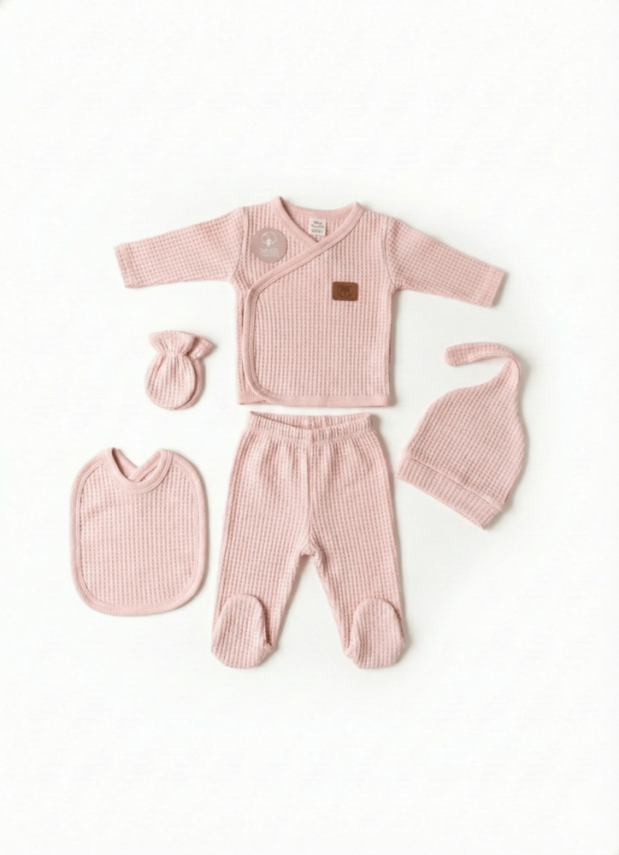 Lunella Pembe 5'li  Yenidoğan Hastane Çıkış Seti Pamuklu - 1