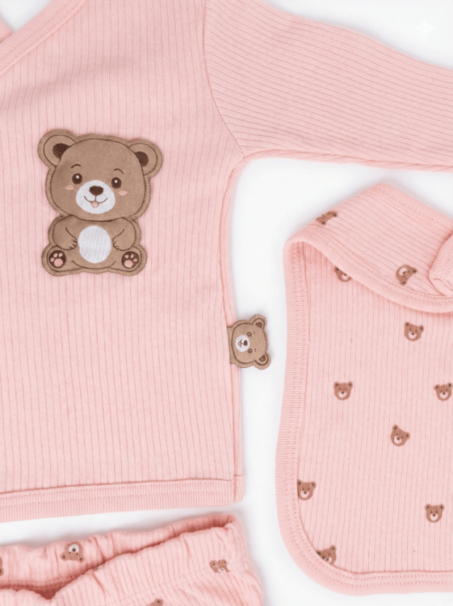 Pink Bear 5'li  Yenidoğan Hastane Çıkış Seti Pamuklu - 2