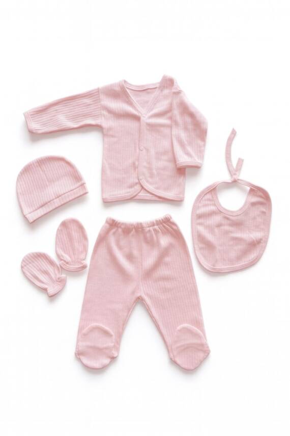 Pinkberry 5'li Yenidoğan Pamuklu Hastane Çıkış Seti  - 1