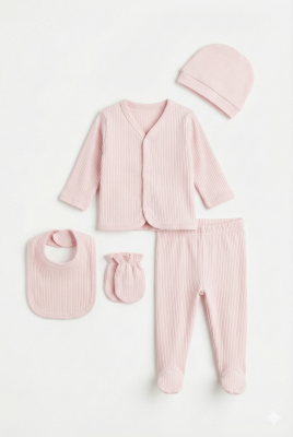 Pinkberry 5'li Yenidoğan Pamuklu Hastane Çıkış Seti 