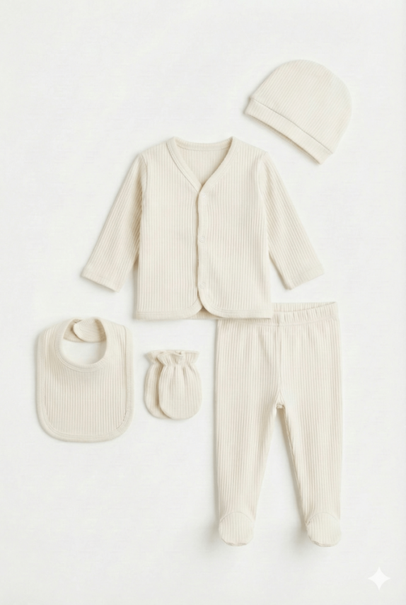 Vanillaberry 5'li  Yenidoğan Pamuklu Hastane Çıkış Seti  - 1